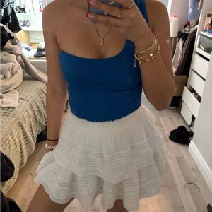 aerie White Tiered Ruffle Skater Skirt